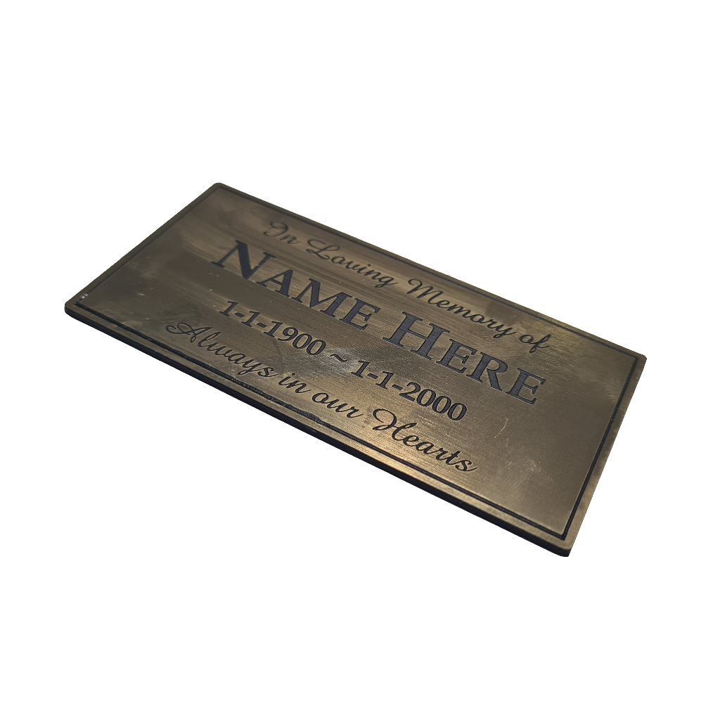 Brass OUTDOOR MEMORIAL PLAQUE - 100x50mm - 1.5mm thick - Bench Plaque