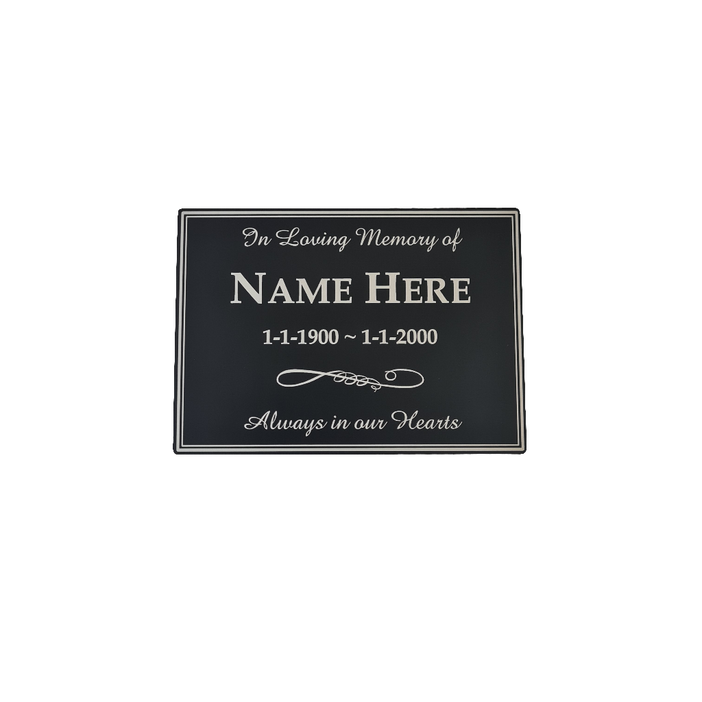 Black Aluminium OUTDOOR MEMORIAL PLAQUE - 100x50mm - 0.8mm thick - Bench Plaque