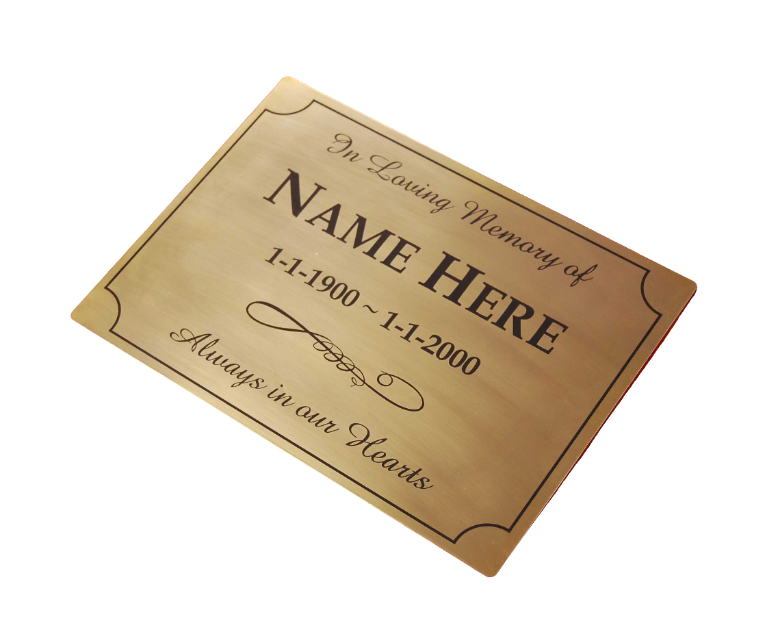 Brass OUTDOOR MEMORIAL PLAQUE - A4 297x210mm - 1.5mm thick - Wall Plaque