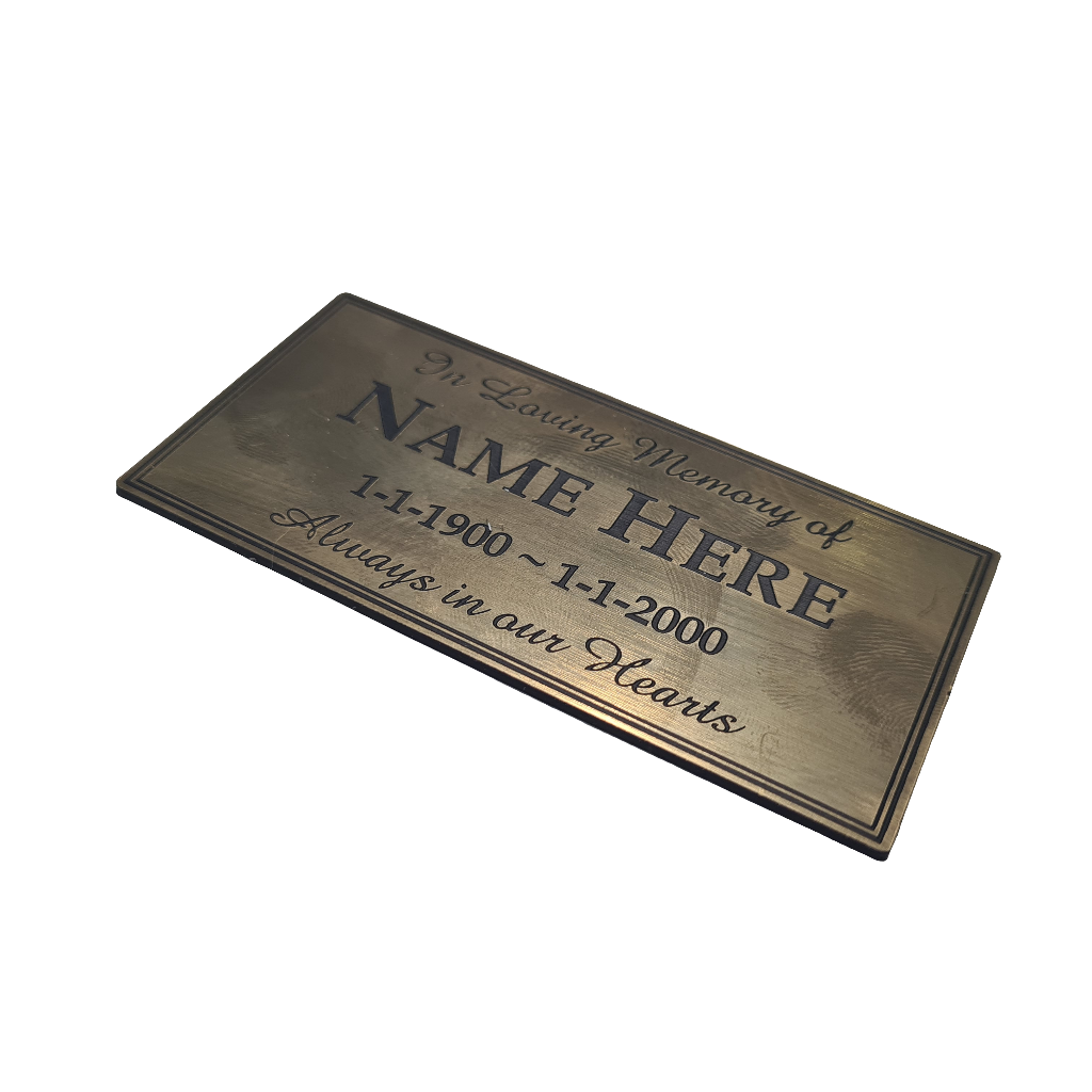 Brass OUTDOOR MEMORIAL PLAQUE - 100x50mm - 1.5mm thick - Bench Plaque