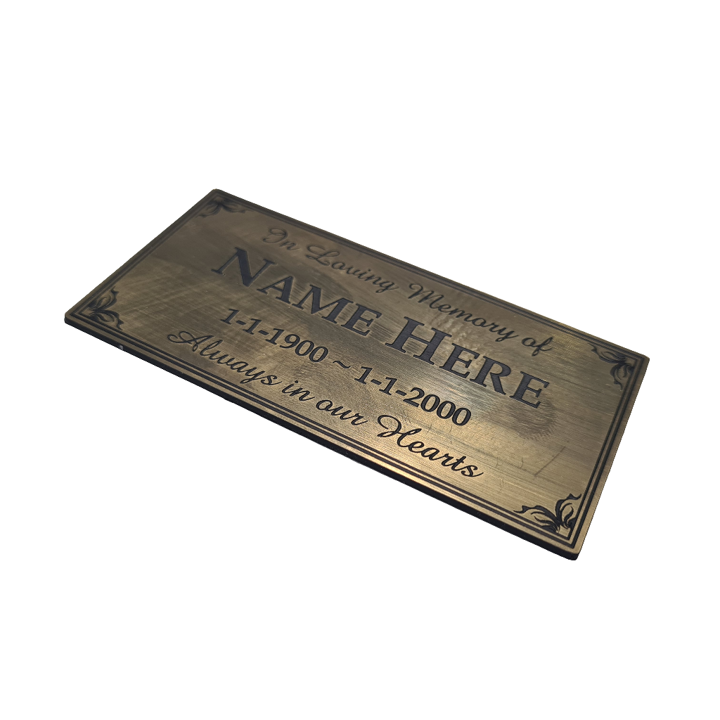 Brass OUTDOOR MEMORIAL PLAQUE - 100x50mm - 1.5mm thick - Bench Plaque