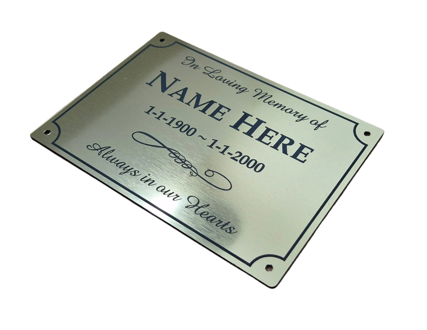 Gold UV ABS Plastic OUTDOOR MEMORIAL PLAQUE - 140x100mm - 1.2mm thick - Wall Plaque