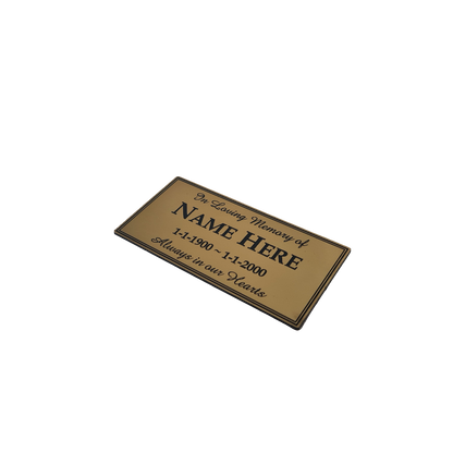 Gold UV ABS Plastic OUTDOOR MEMORIAL PLAQUE - 100x50mm - 1.2mm thick - Wall & Bench Plaque