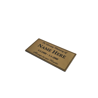 Gold UV ABS Plastic OUTDOOR MEMORIAL PLAQUE - 100x50mm - 1.2mm thick - Wall & Bench Plaque