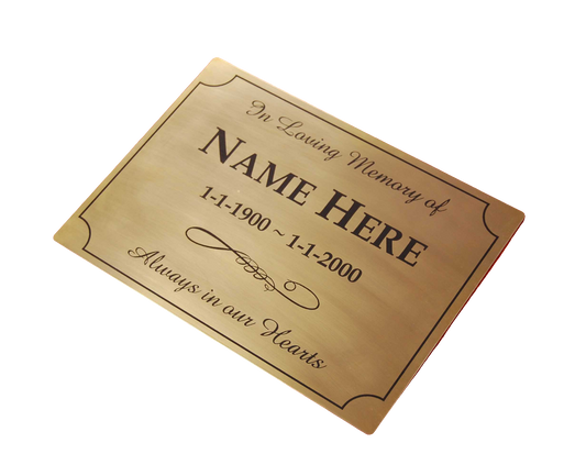 Brass OUTDOOR MEMORIAL PLAQUE - 140x100mm - 1.5mm thick - Wall Plaque