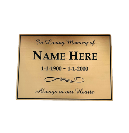 Gold ABS Plastic INDOOR MEMORIAL PLAQUE - A4 297x210mm - 1.2mm thick - Wall Plaque