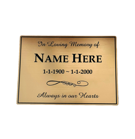 Gold ABS Plastic INDOOR MEMORIAL PLAQUE - A4 297x210mm - 0.5mm thick - Wall Plaque