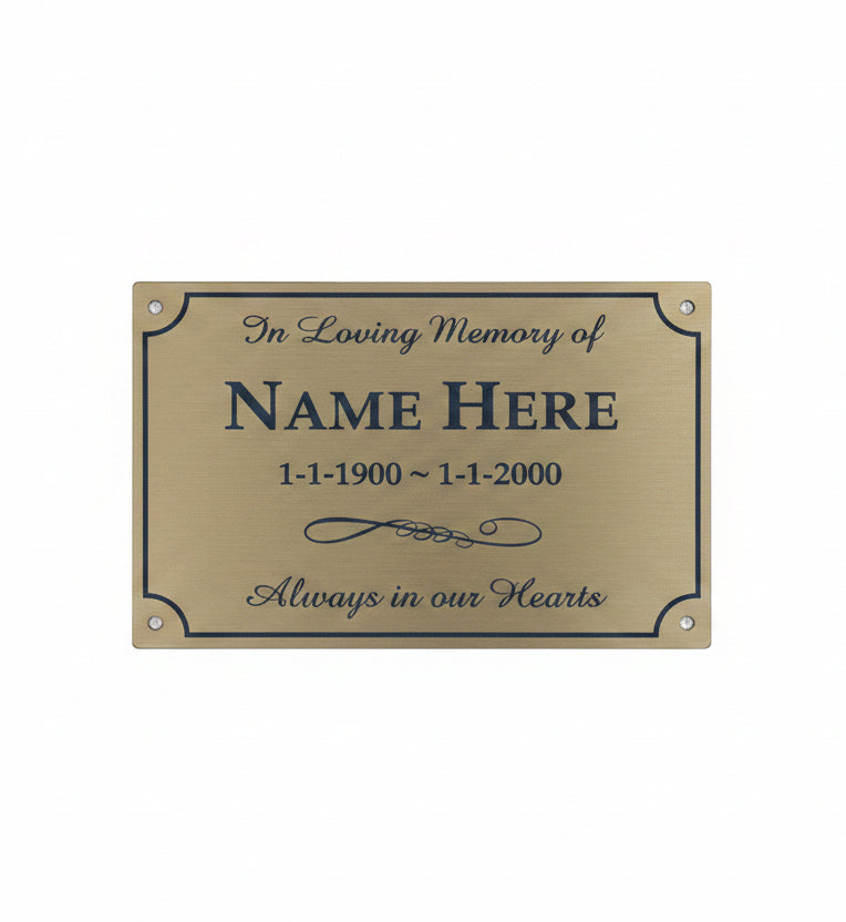 Gold UV ABS Plastic OUTDOOR MEMORIAL PLAQUE - 140x100mm - 1.2mm thick - Wall Plaque