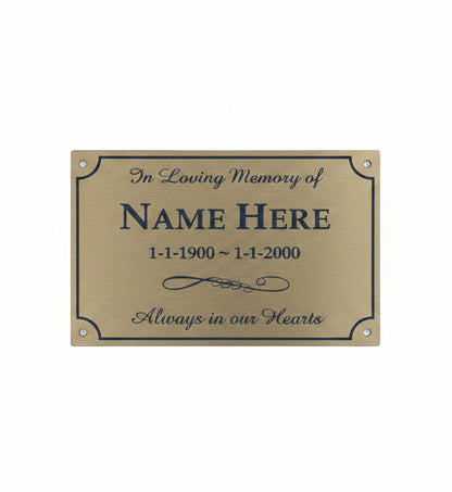 Gold UV ABS Plastic OUTDOOR MEMORIAL PLAQUE - 140x100mm - 1.2mm thick - Wall Plaque